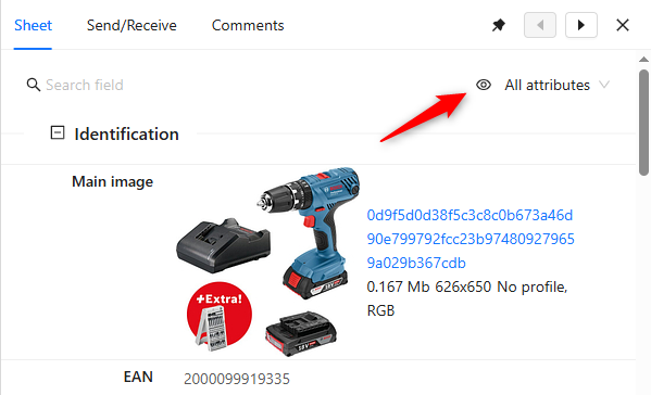 Data sheet panel change screen