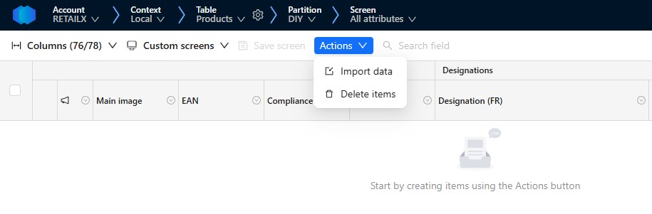 Delete items